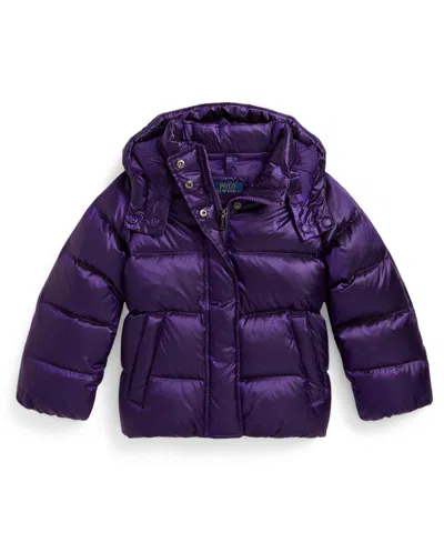 Polo Ralph Lauren Girls 2t-6x Metallic Long Sleeves Hooded Jacket In Purple