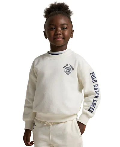 Polo Ralph Lauren Girls 2t-6x Logo Crest Crewneck Sweatshirt In White