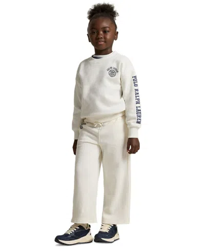Polo Ralph Lauren Girls 2t-6x Logo Crest Crewneck Sweatshirt In White