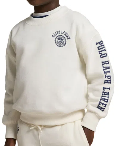 Polo Ralph Lauren Girls 2t-6x Logo Crest Crewneck Sweatshirt In White