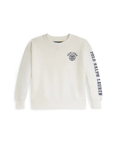 Polo Ralph Lauren Girls 2t-6x Logo Crest Crewneck Sweatshirt In White