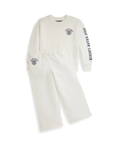 Polo Ralph Lauren Girls 2t-6x Logo Crest Crewneck Sweatshirt In White
