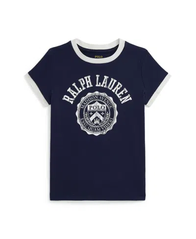Polo Ralph Lauren Girls 2t-6x Logo Crest Short Sleeve T-shirt In Blue