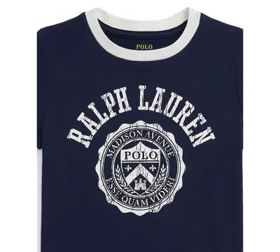 Polo Ralph Lauren Girls 2t-6x Logo Crest Short Sleeve T-shirt In Blue
