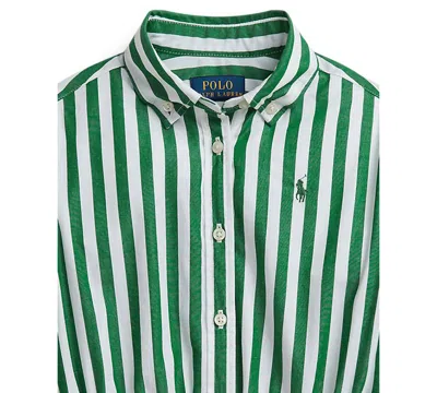 Polo Ralph Lauren Ralph Lauren Striped Cotton Poplin Shirtdress In Green