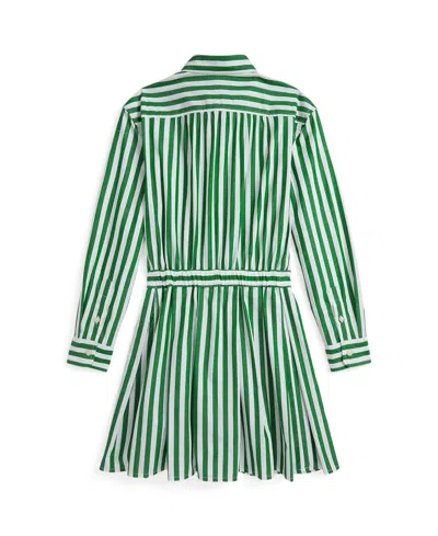 Polo Ralph Lauren Ralph Lauren Striped Cotton Poplin Shirtdress In Green