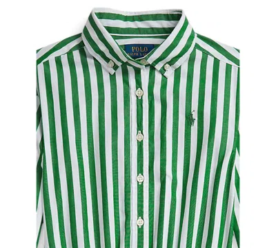 Polo Ralph Lauren Ralph Lauren Striped Cotton Poplin Shirtdress In Green
