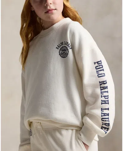 Polo Ralph Lauren Girls 7-16 Logo Crest Crewneck Sweatshirt In White