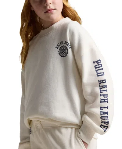Polo Ralph Lauren Girls 7-16 Logo Crest Crewneck Sweatshirt In White