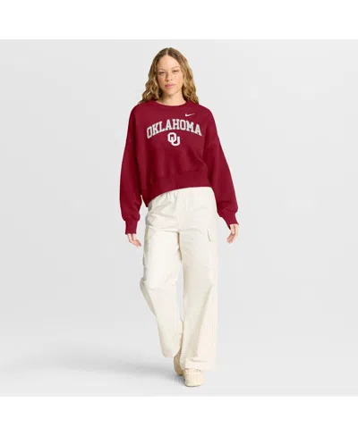 Nike Crimson Oklahoma Sooners Oversized Phoenix Arch Pullover Sweatshirt In Red