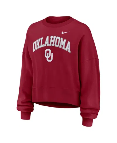 Nike Crimson Oklahoma Sooners Oversized Phoenix Arch Pullover Sweatshirt In Red