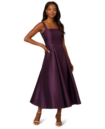 Adrianna Papell Mikado Ankle Dress In Purple