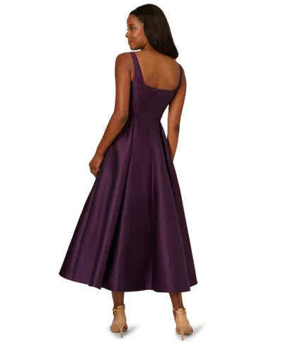 Adrianna Papell Mikado Ankle Dress In Purple