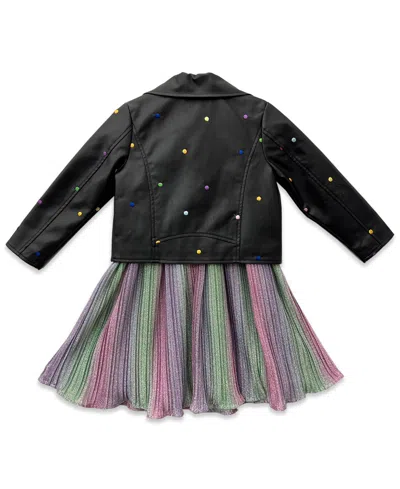 Blueberi Boulevard Girls 2t-6x Pleated Moto Jacket Dress In Multi