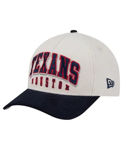New Era Men's Cream/navy Houston Texans Two-tone Sided Corduroy 9forty A-frame Adjustable Hat In Multi