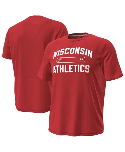 Under Armour Men's Red Wisconsin Badgers Sideline Knockout T-shirt In Red