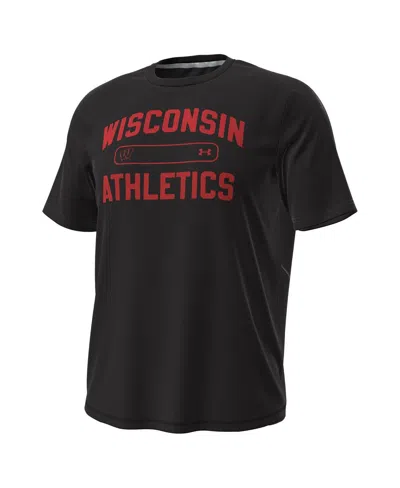 Under Armour Men's Black Wisconsin Badgers Sideline Knockout T-shirt In Black