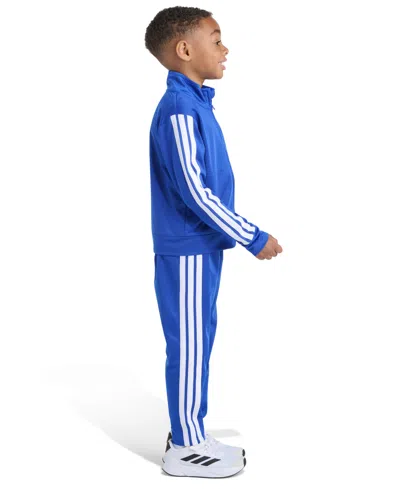 Adidas Originals Toddler And Little Boys 2t-7 Two Piece Long Sleeve, Three Stripes Jacket And Jogger Pant Set In Blue