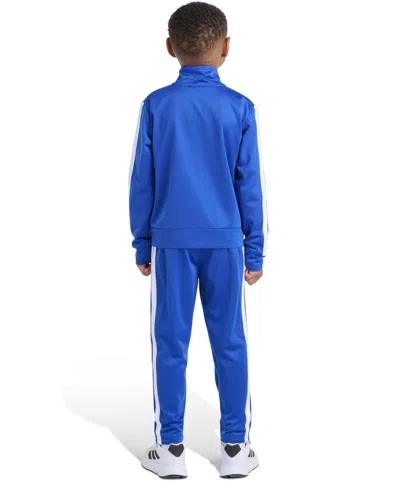 Adidas Originals Toddler And Little Boys 2t-7 Two Piece Long Sleeve, Three Stripes Jacket And Jogger Pant Set In Blue