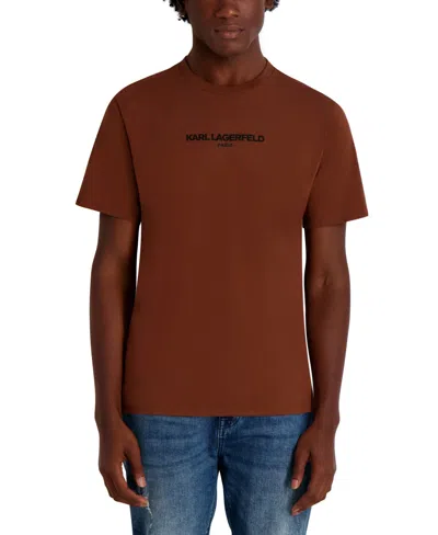 Karl Lagerfeld Men's Core Short Sleeve Crewneck Logo T-shirt In Brown