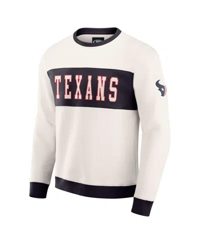 Fanatics Darius Rucker Collection By  Men's Cream Houston Texans Colorblock Crewneck Sweatshirt In White