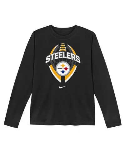 Nike Preschool Black Pittsburgh Steelers Primetime Legend Iconâ Long Sleeve Performance T-shirt In Black