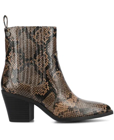 Journee Collection Women's Braylee Western Studded Ankle Booties In Multi