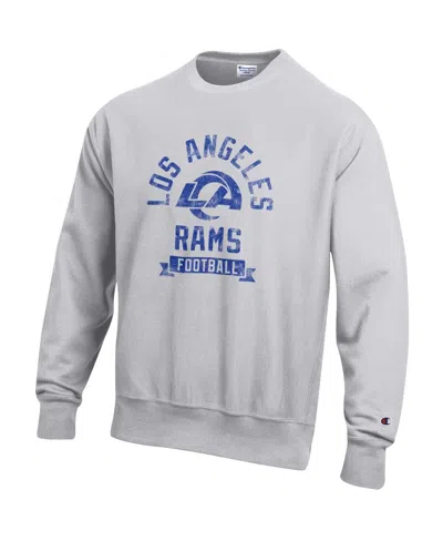Champion Men's Heather Gray Los Angeles Rams Reverse Weave Fleece Pullover Sweatshirt In Gray