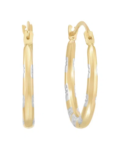 Macy's Polished Pattern Hoop Earrings In 14k Yellow Gold In Multi
