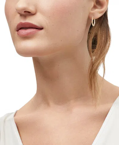 Macy's Polished Pattern Hoop Earrings In 14k Yellow Gold In Multi