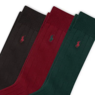 Polo Ralph Lauren 3 Pack Cotton Rib Casual Men's Socks In Multi
