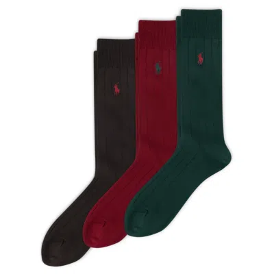 Polo Ralph Lauren 3 Pack Cotton Rib Casual Men's Socks In Multi