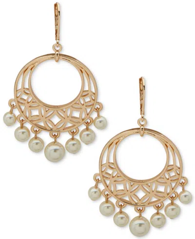 Anne Klein Imitation Pearl Cutout Drop Shaky Earrings In Multi
