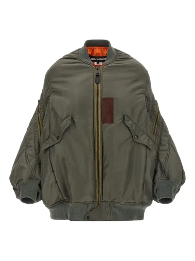 Junya Watanabe Lightweight Nylon Jacket With High Collar And Streamlined Silhouette In Green