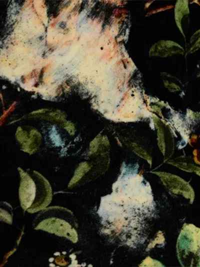 Roberto Cavalli Floral Spaghetti Strap Dress With Side Slit In Black