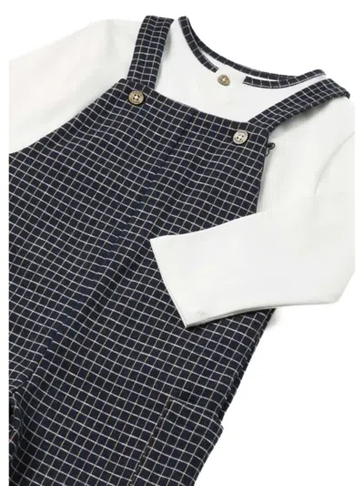 Mayoral Checked Baby Dungarees In Blue