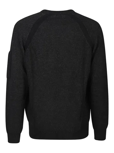 C.p. Company Diagonal Raised Fleece Crewneck Sweatshirt In Black