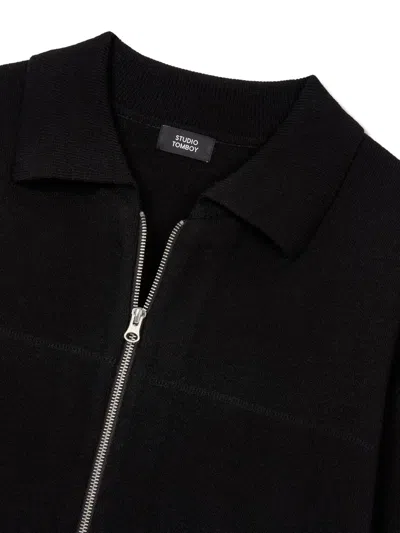 Studio Tomboy Zip-up Cardigan In Black