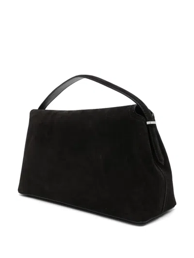 Totême Brown T-lock Suede Top Handle Bag In Black