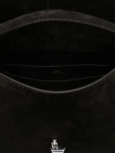 Totême Brown T-lock Suede Top Handle Bag In Black