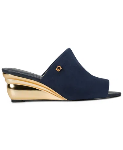 Donna Karan Women's Wedge Heel Mules In Blue