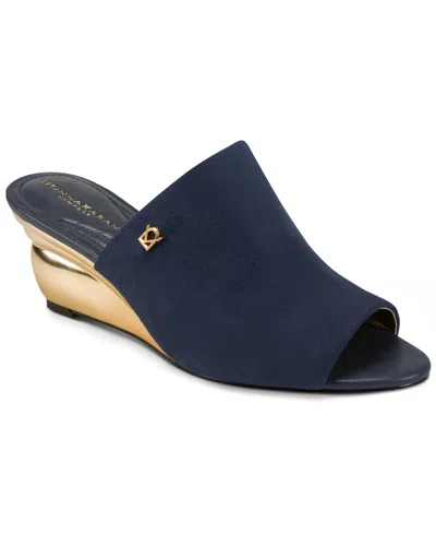 Donna Karan Women's Wedge Heel Mules In Blue