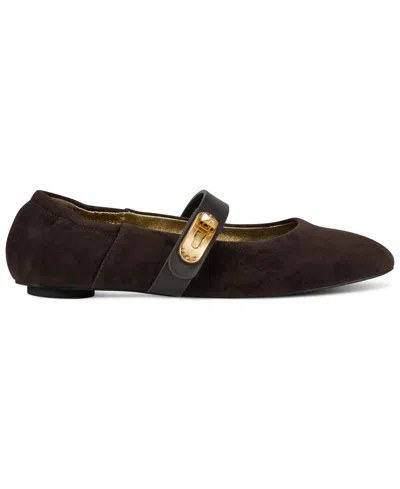 Donna Karan Women's Anselm Mary Jane Flat Shoes In Brown