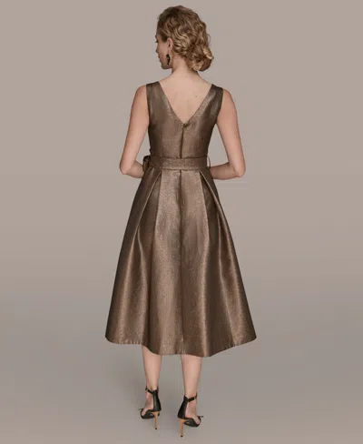 Donna Karan Wrap Effect Bow Waist Midi Gown In Brown