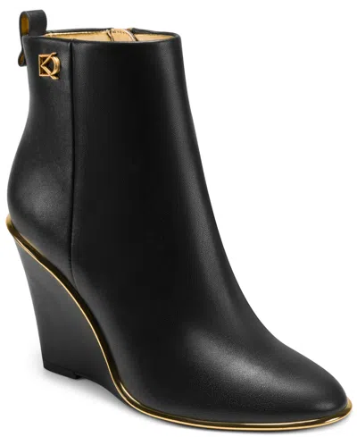 Donna Karan Women's Wedge Heel Booties In Black
