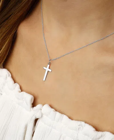 Macy's Flat Cross Necklace Set In 14k Gold In Gray