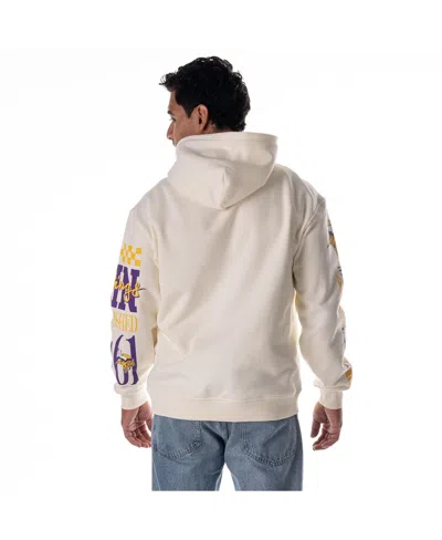 The Wild Collective Men's And Women's Cream Minnesota Vikings Stacked Graphic Sleeve Fleece Hoodie In Neutral