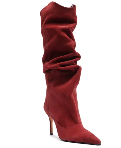 Schutz Women's Maryana Up Pointed Toe Slouch Dress Boots In Burgundy