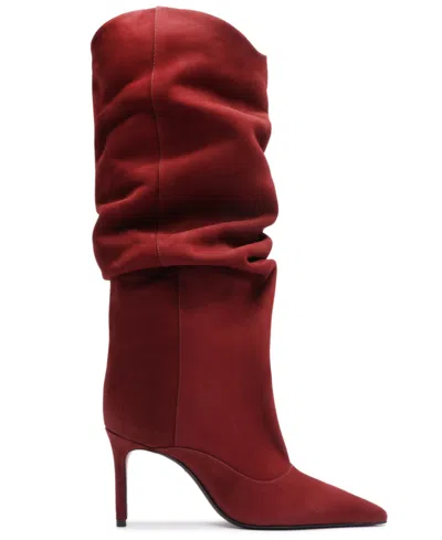 Schutz Women's Maryana Up Pointed Toe Slouch Dress Boots In Burgundy