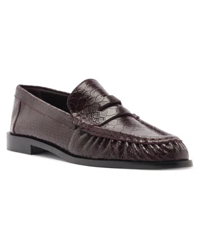 Schutz Snakeskin Tyche Loafer In Dark Plum, Women's At Urban Outfitters In Burgundy